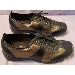 Munro American Women’s Shoes Sz 5.5 Bronze Black Leather Lace-Up Comfort